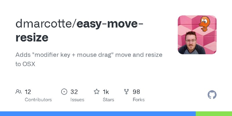 GitHub - dmarcotte/easy-move-resize: Adds "modifier key + mouse drag" move and resize to OSX