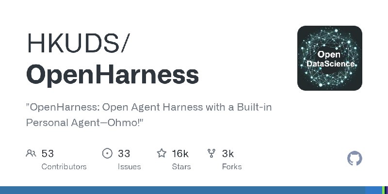 GitHub - HKUDS/OpenHarness: "OpenHarness: Open Agent Harness with a Built-in Personal Agent--Ohmo!"